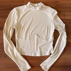 Dynamite bustier corset longsleeve ribbed crop top